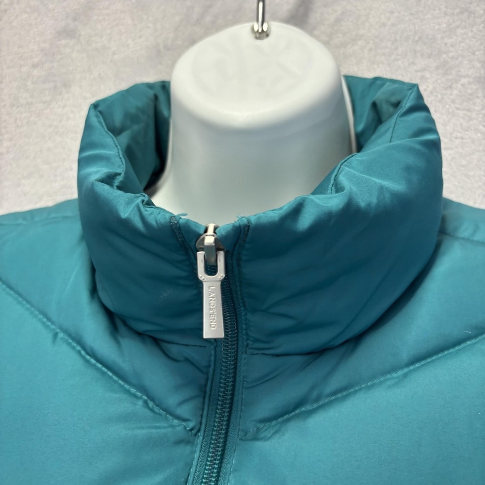 Lands' End Quilted‎ Down Puffer Vest Womens Small Teal Blue Insulated Zip Up - Picture 12 of 16